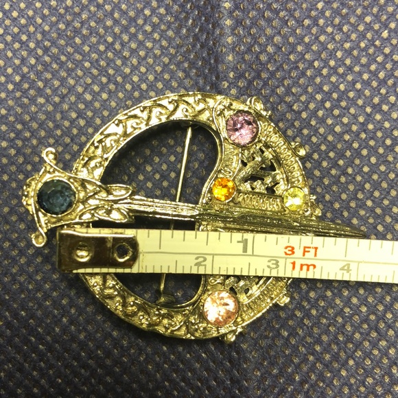 Vintage Celtic Sword Shield Brooch, Kilt Pin - Picture 7 of 8
